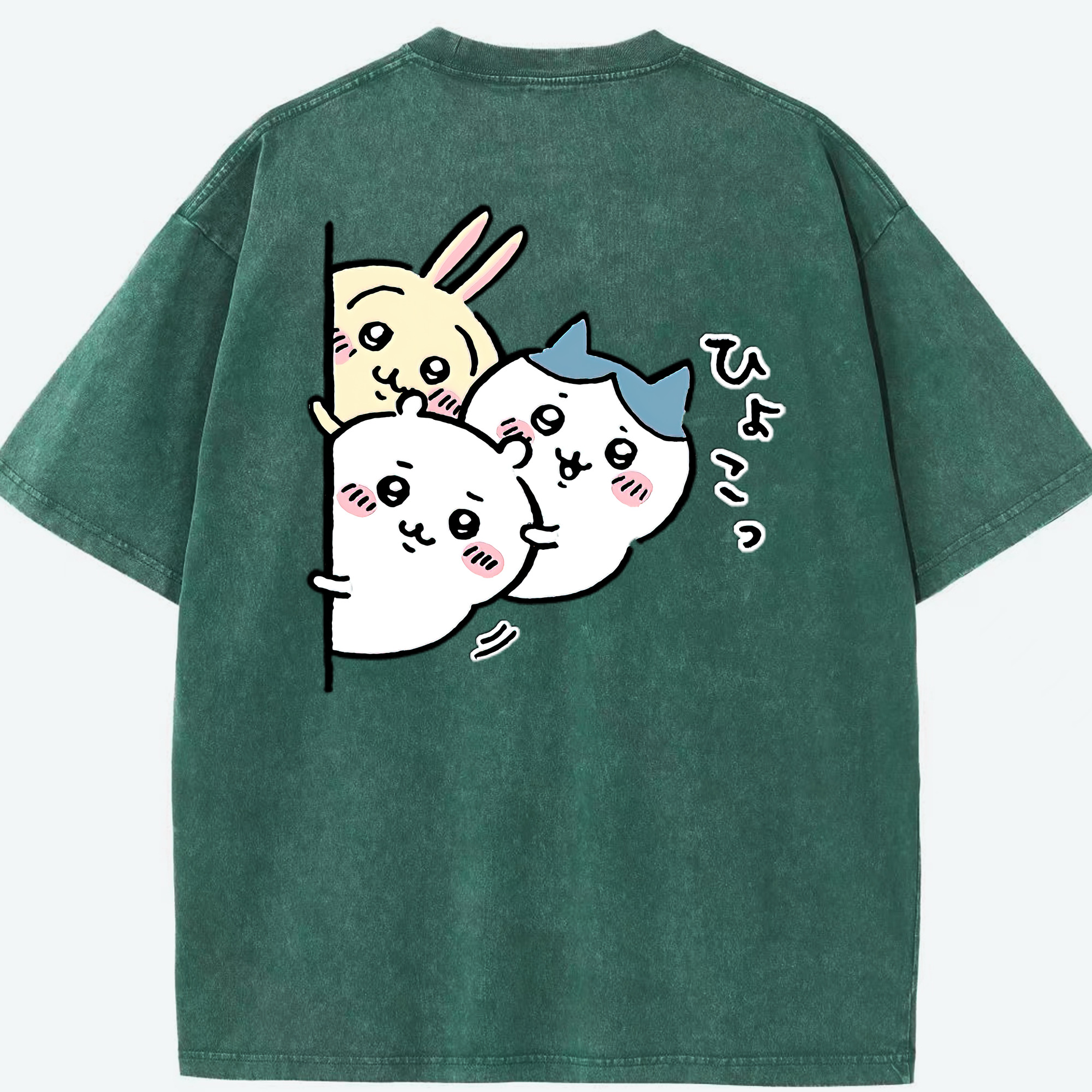 （画像用） ちいかわ うさぎ Chii-kawa usagi 綿100% ヴィンテージ風 半袖Tシャツ（背面プリント）